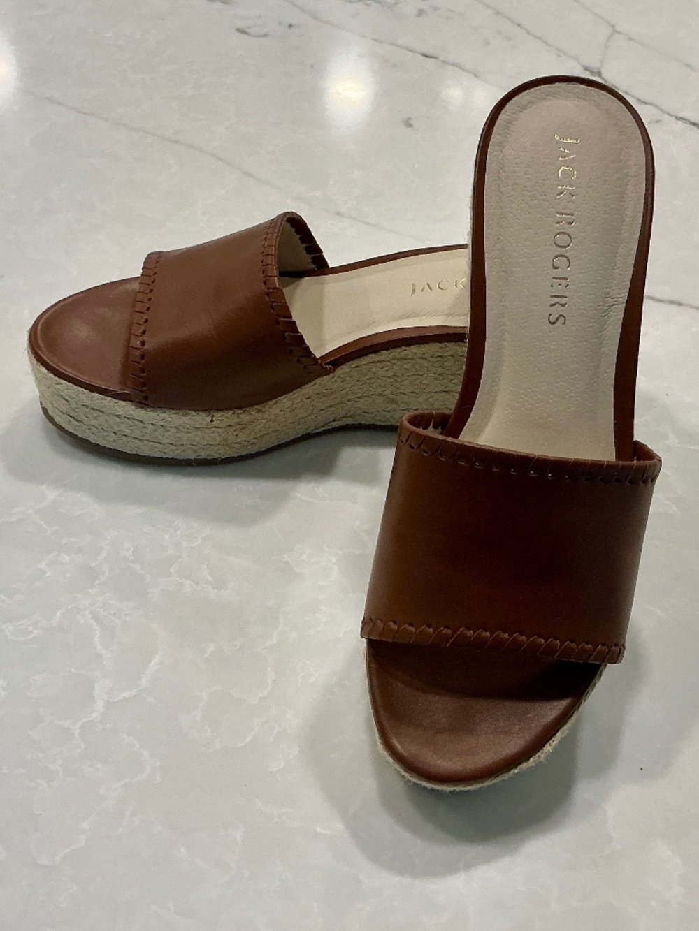Jack Rogers Palmer slide wedge in Mocha, size 9